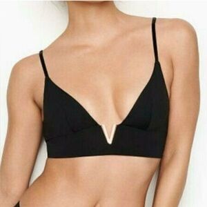 Victoria’s Secret Metal V Long Line Bralette Bra Black S